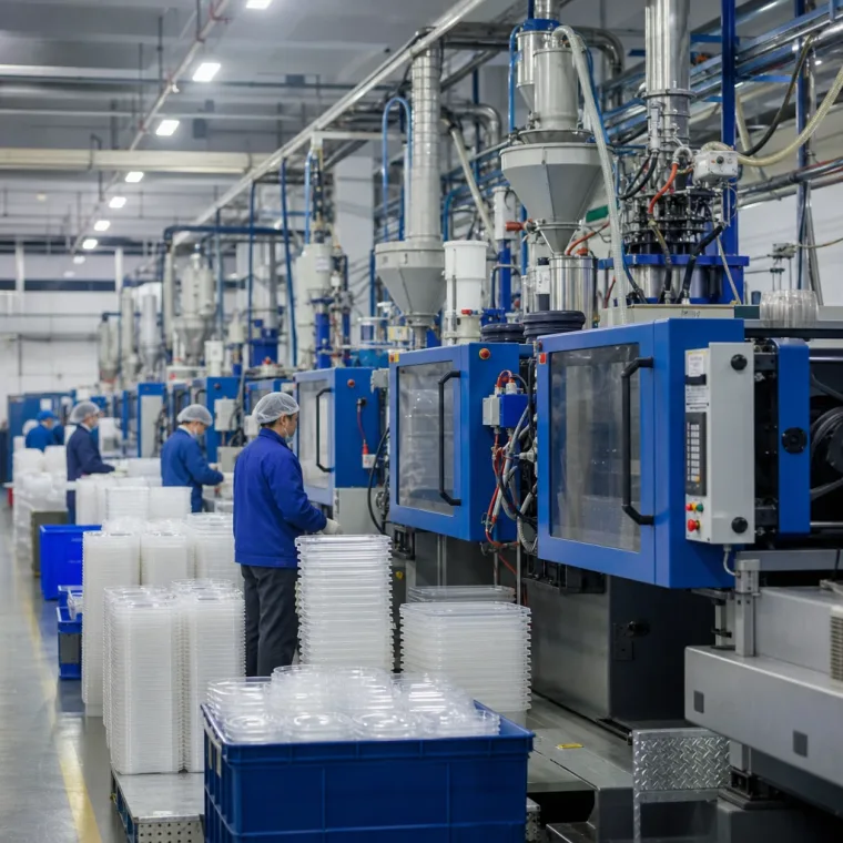 Main production workshop with injection molding lines