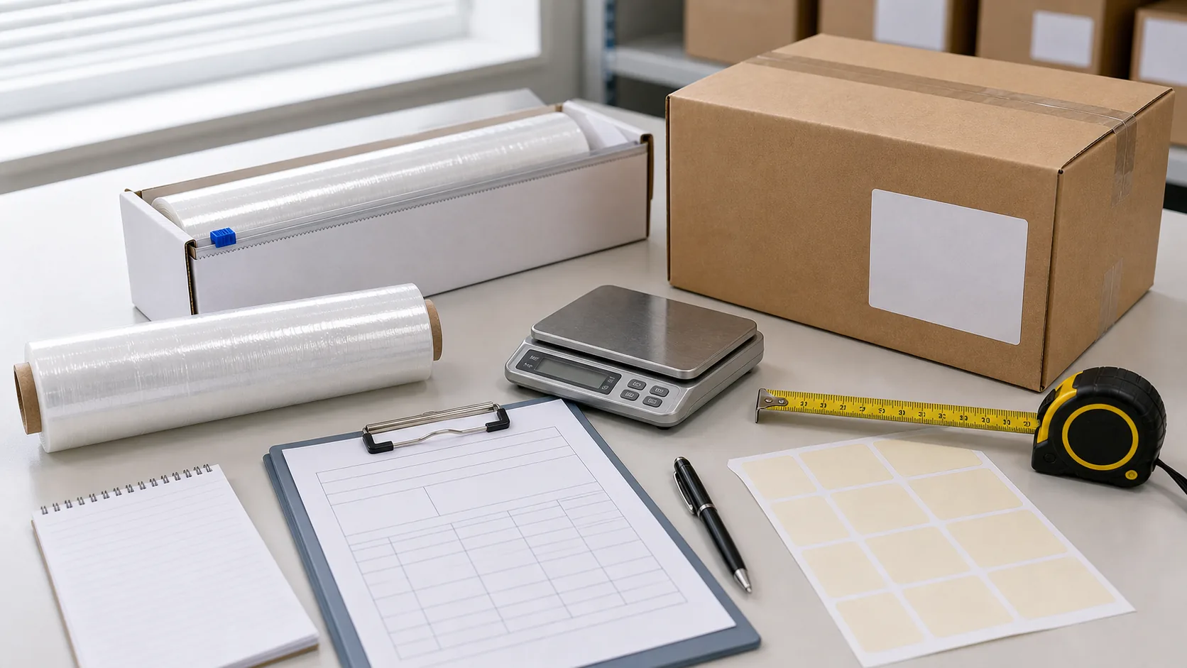 approved cling film sample with carton label cutter box weight scale and sample approval form