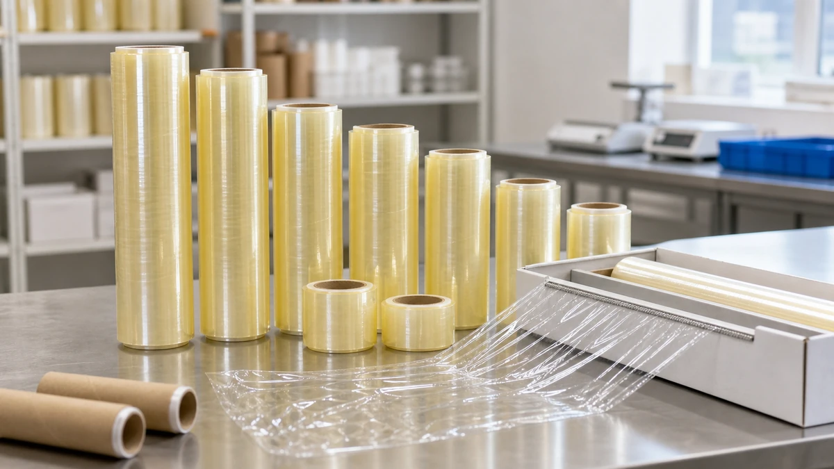 finished cling film rolls with dimensional sampling record and carton labels