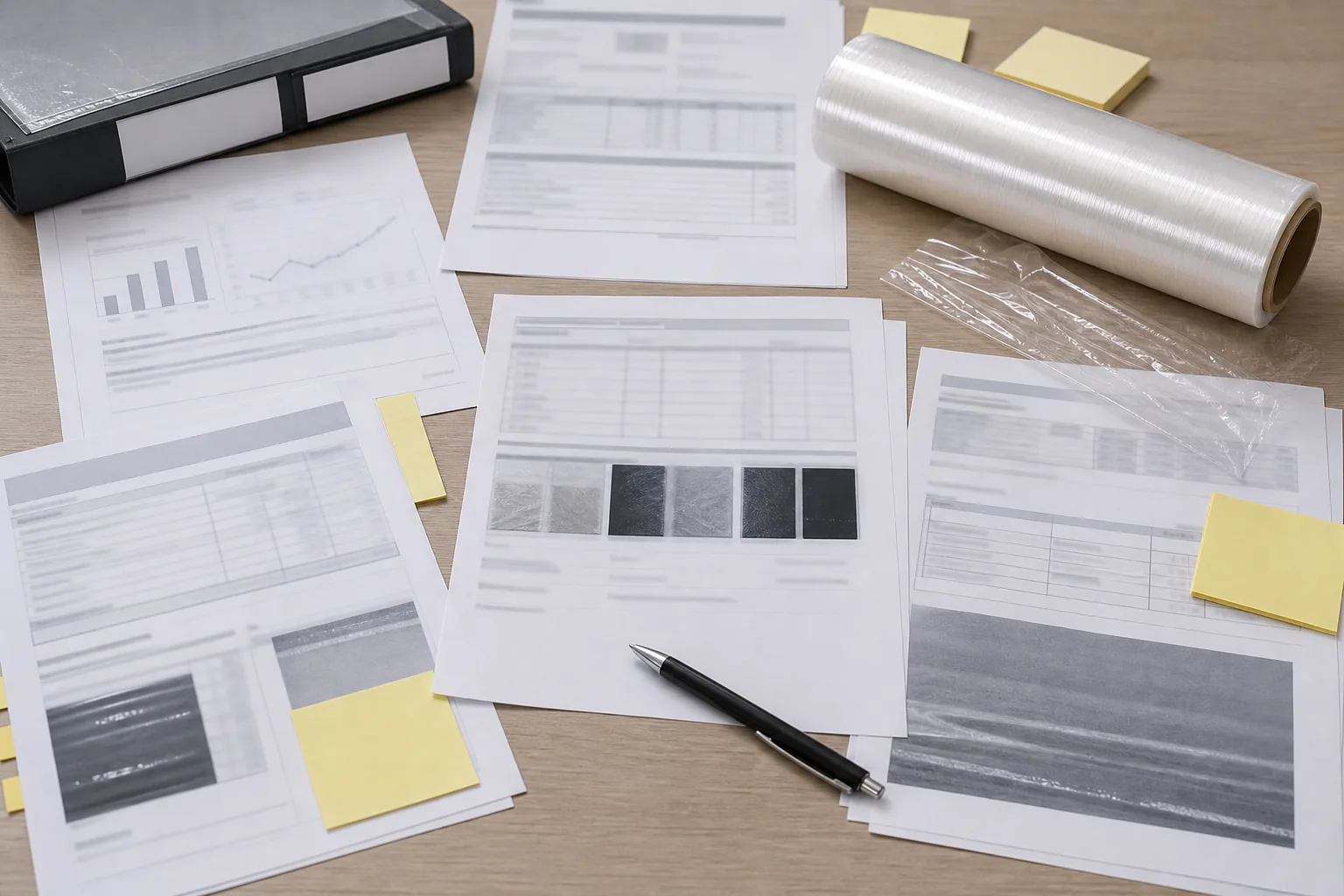 scanned cling film test report PDF review with report number sample description date test item and lab name notes