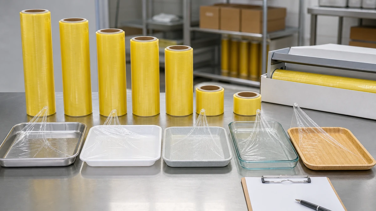 cling film tack consistency test on clean wet smooth and textured tray surfaces