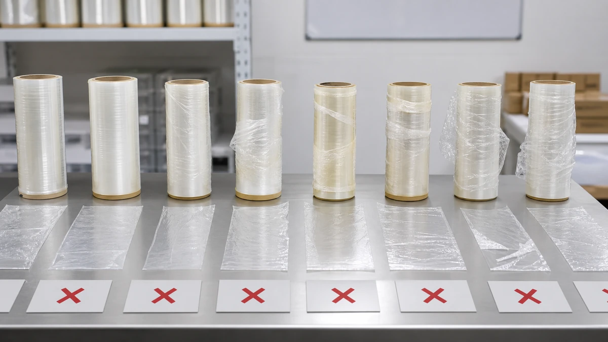 cling film winding tension telescoping and edge damage comparison on QC table