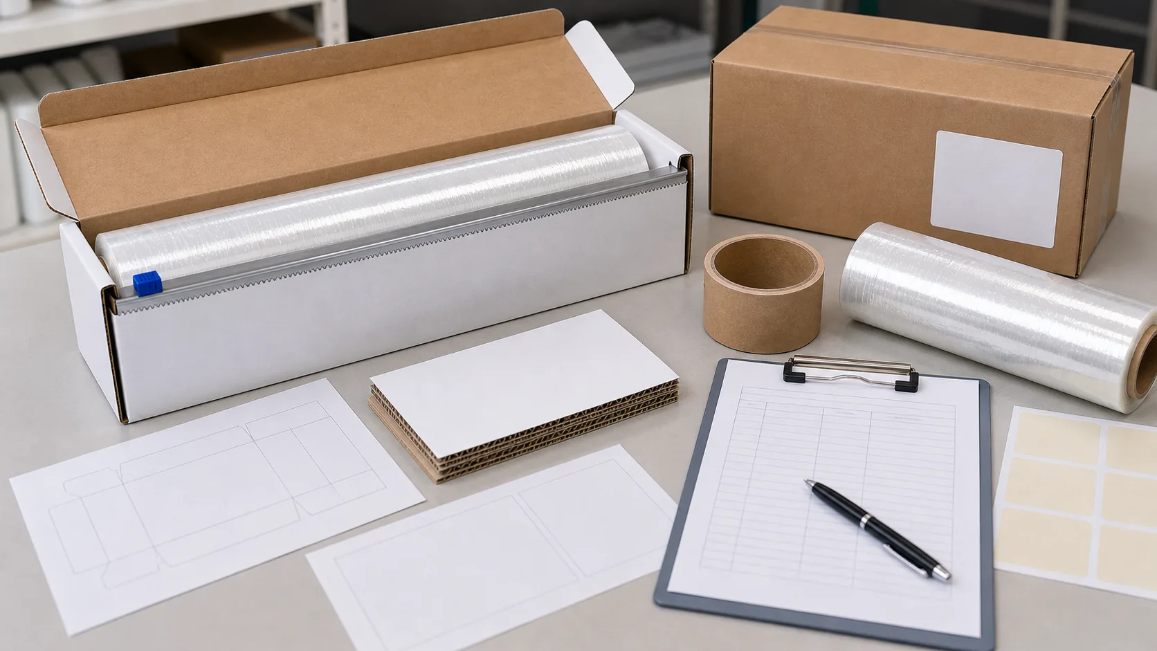 cutter box cling film sample with blade position roll core box board artwork proof and buyer checklist