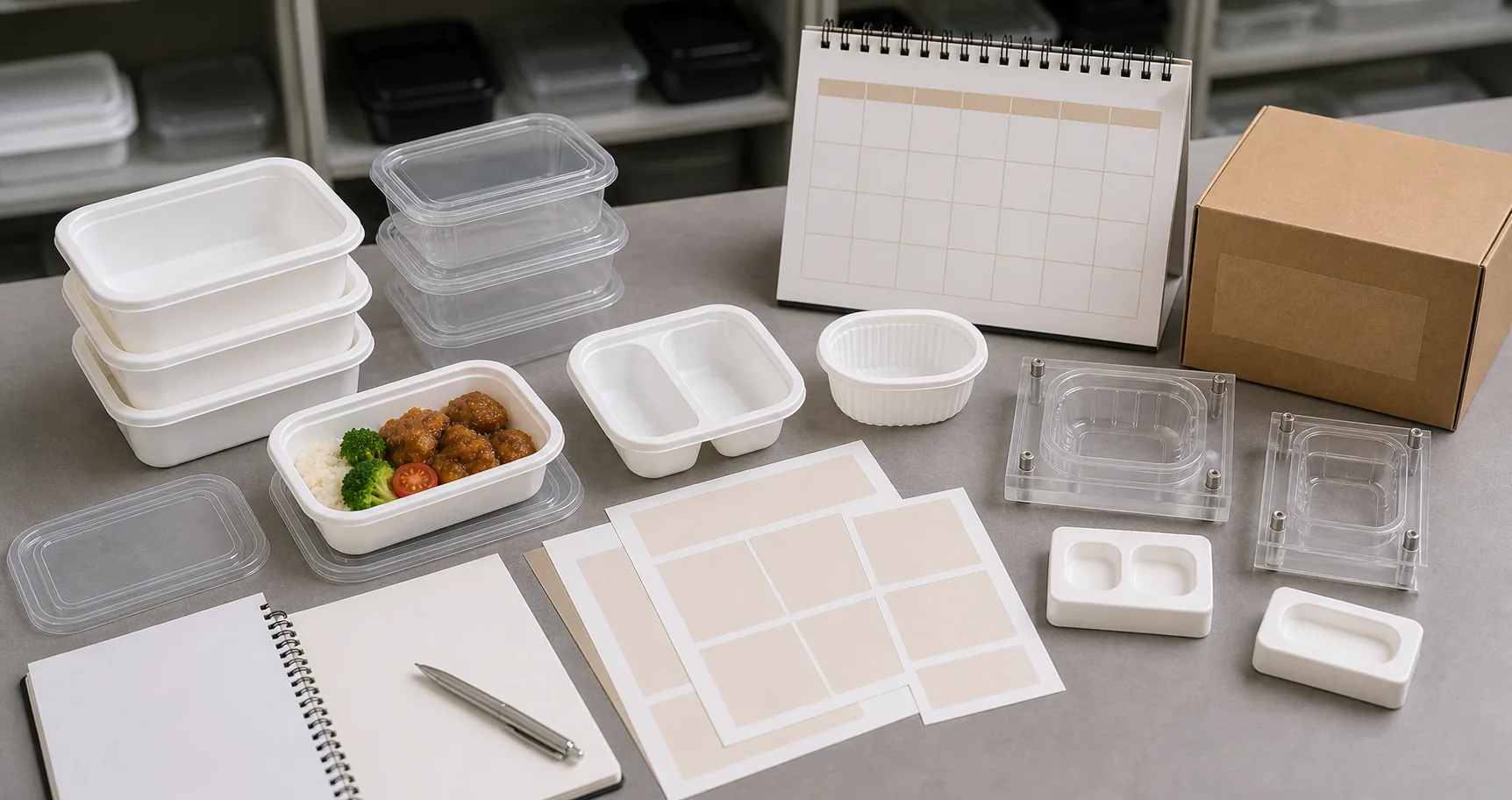 disposable food container MOQ timeline with sample containers mold label artwork carton and production calendar