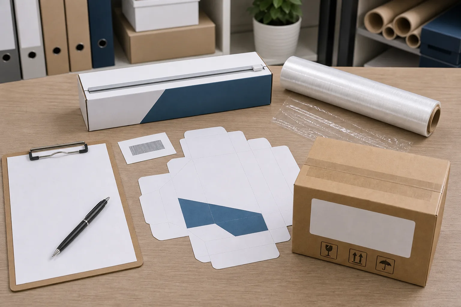 private label cling film artwork approval with dieline barcode carton marks and printed cutter box sample
