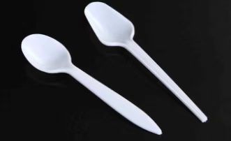 White disposable spoons