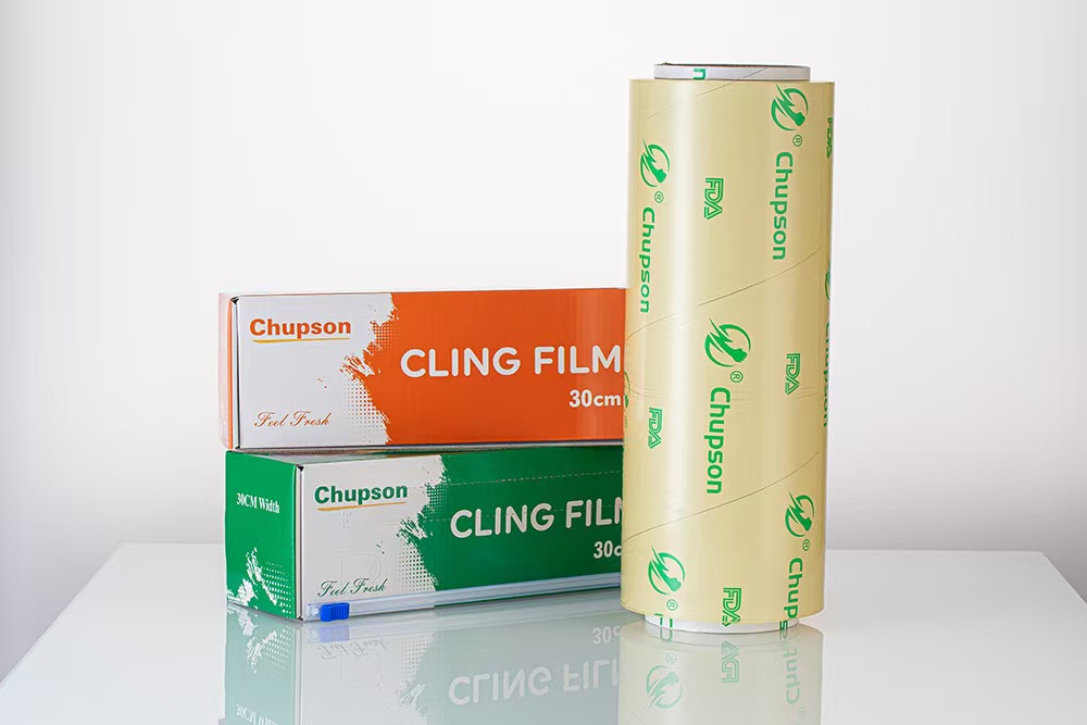 Cling film roll and retail box packaging examples