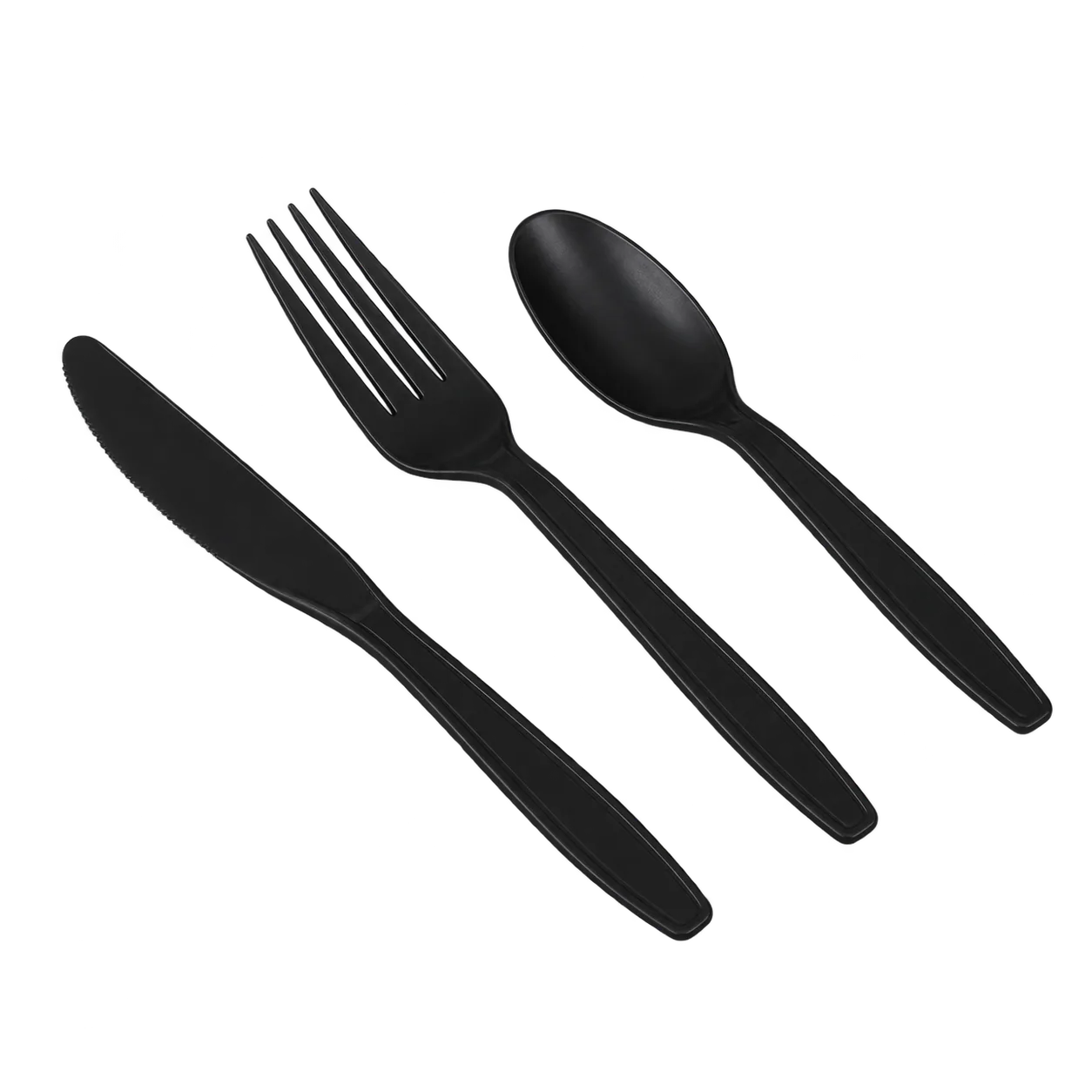 Black disposable fork and spoon