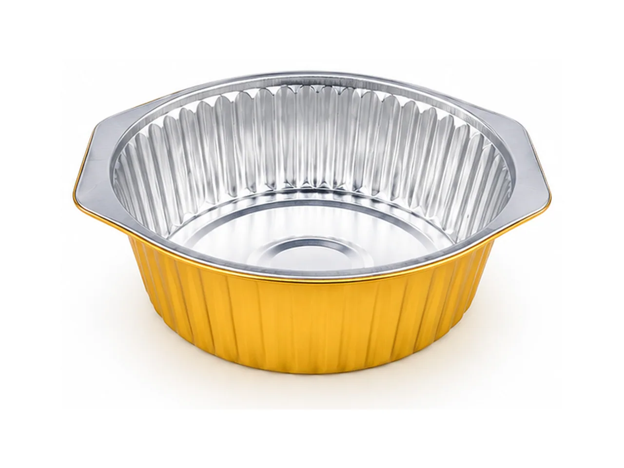 Gold Aluminum Foil Round Container with Ear Tabs 197-1430 (1430 ml)
