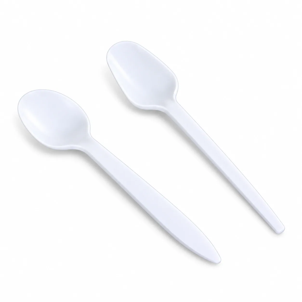 White disposable spoons